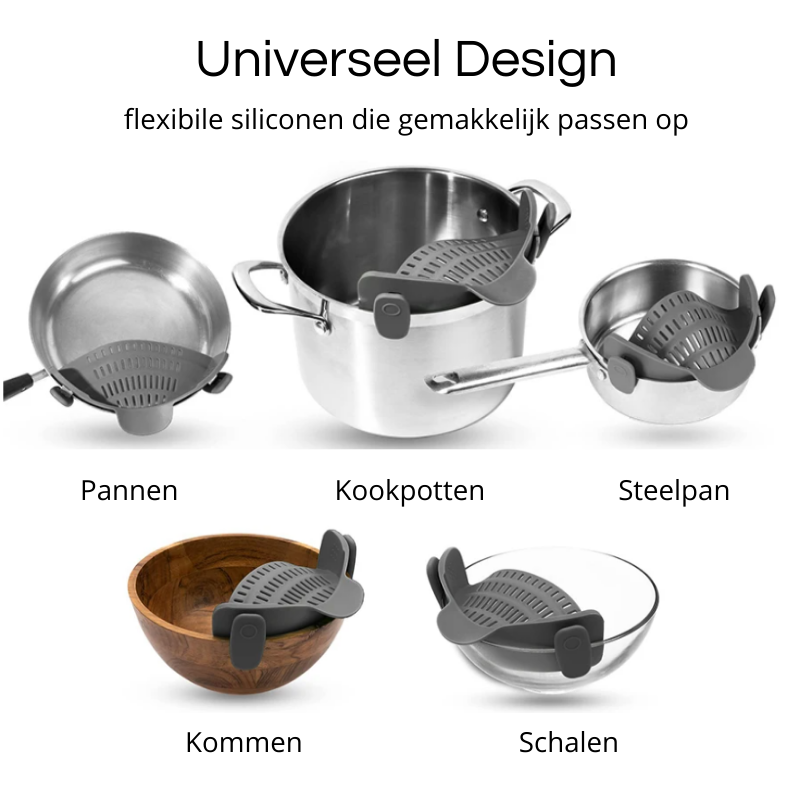 Clip-On Keukenzeef: Dé Afgiethulp Voor Elke Pot En Pan